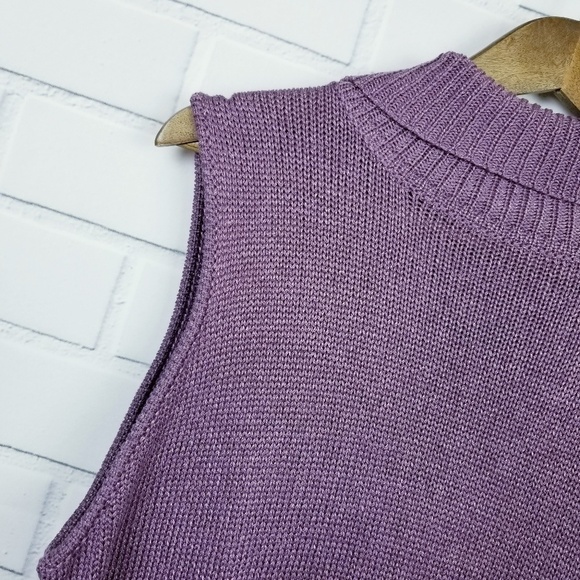 Chadwicks Mock Neck Knit Purple Tank Top PXL - Picture 3 of 6